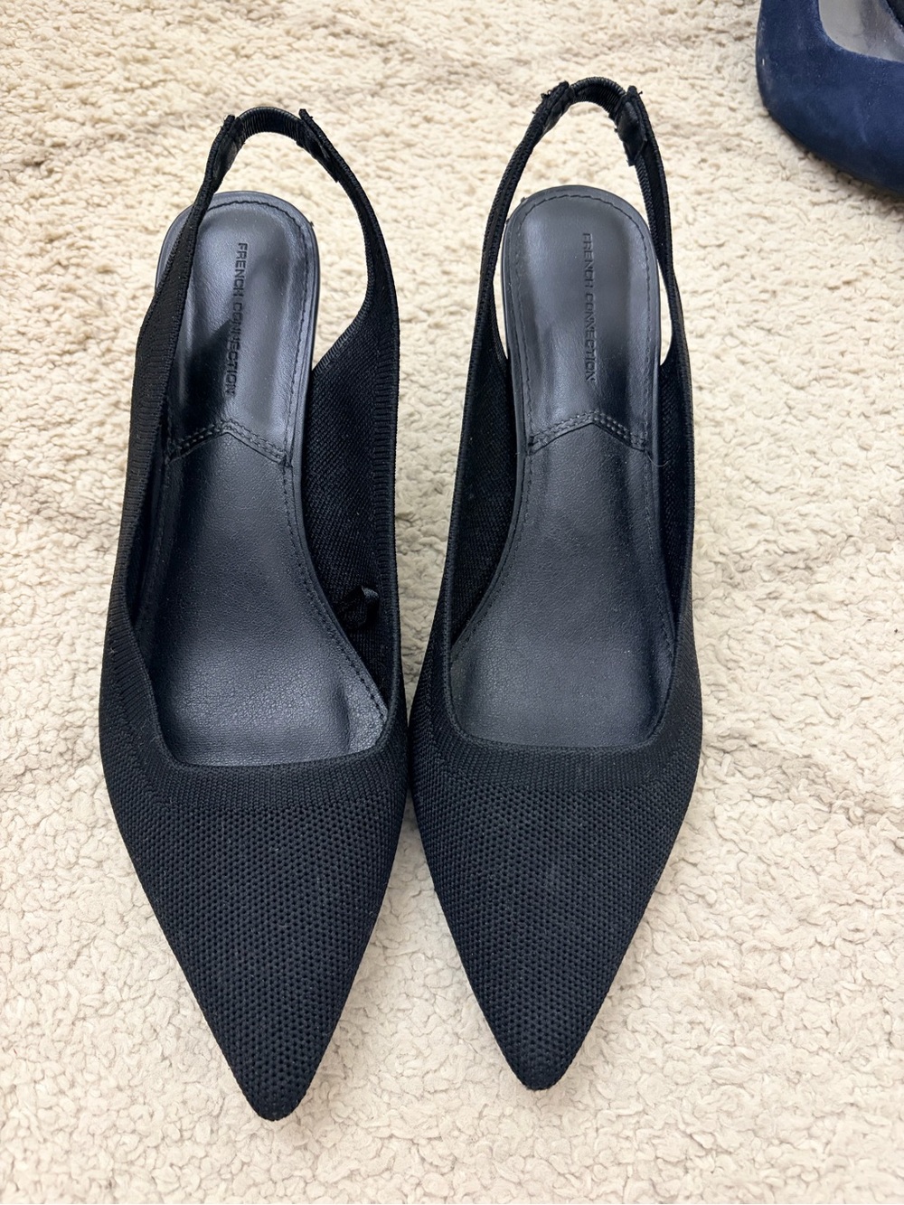French Connection Black Pointed Slingback Heels